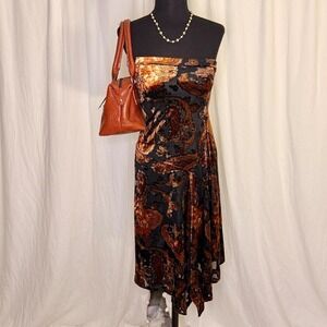 Vintage Ruby Size M Paisley Burnout Velvet Strapless Dress